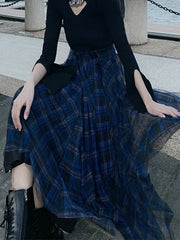 Plaid Layered A-Line Skirt