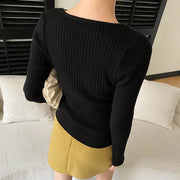 Strappy V-Neck Ribbed Sweater