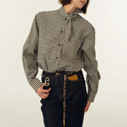 Gingham Stand-Collar Shirt