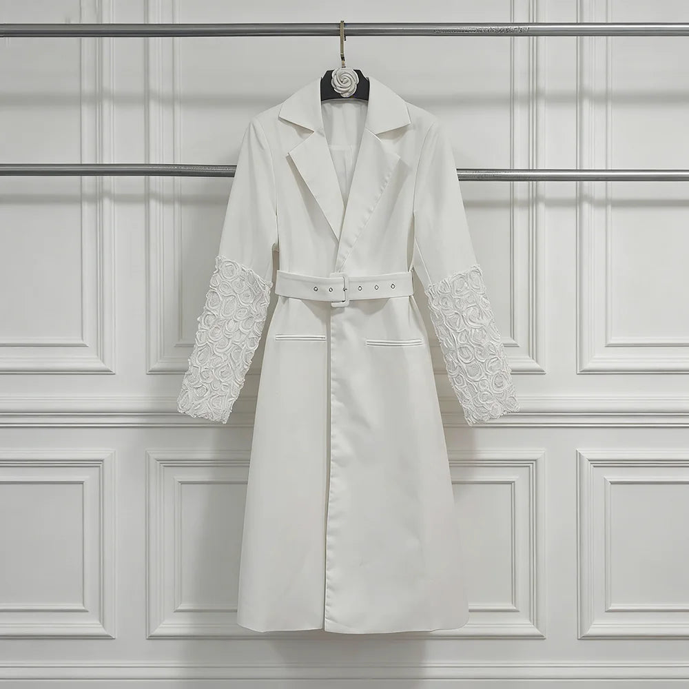 Embellished-Cuff Longline Blazer