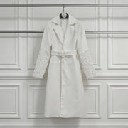 Embellished-Cuff Longline Blazer