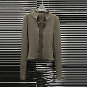 Cutout-Front Long-Sleeve Top