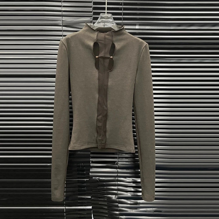 Cutout-Front Long-Sleeve Top