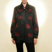 Lip-Motif Collared Shirt