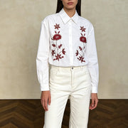 Floral Embroidered Button-Up Shirt