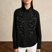 Floral Applique Collared Shirt