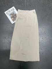 Straight-Cut Patch-Pocket Long Skirt