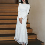 Floral-Detail Flared-Hem Dress