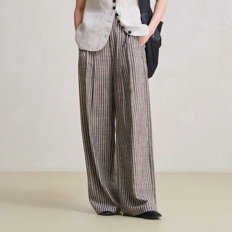 Striped Relaxed Wide-Leg Pants