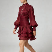 Ruched-Waist Tiered Mini Dress