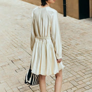 Long-Sleeve Bubble-Hem Mini Dress