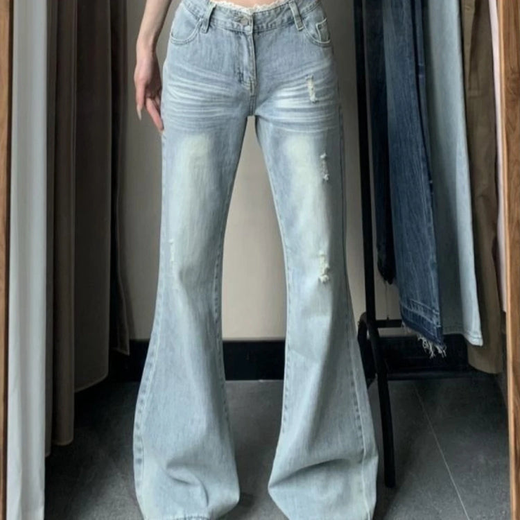 Light-Wash Flared Jeans