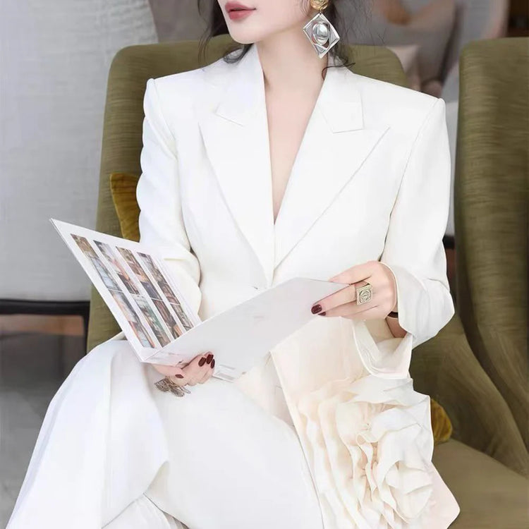 Ruffle-Detail Tailored Blazer