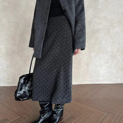 Polka-Dot Straight Midi Skirt