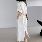 Relaxed Short-Sleeve Shirt Dress