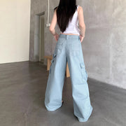 Drawstring Wide-Leg Cargo Pants