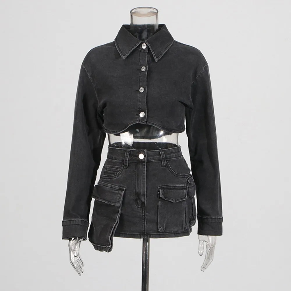 Cropped Jacket and Mini Skirt Set