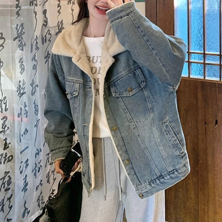 Contrast-Collar Pocket Jacket