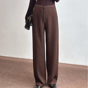 Pleated Brown Wide-Leg Pants