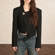 Asymmetric-Hem Cropped Jacket