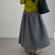 Pleated A-Line Long Skirt