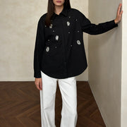Embellished Collared Button Shirt