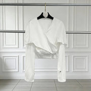 Cape-Overlay Cropped Blouse