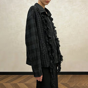 Ruffle-Front Checked Shirt