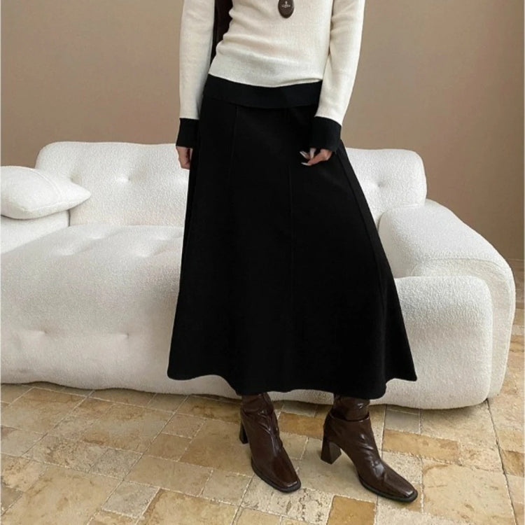 A-Line High-Waist Midi Skirt