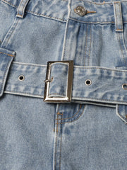 Cutout-Waist Wide-Leg Jeans