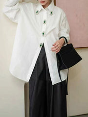 Embellished-Placket Longline Shirt