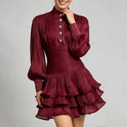 Ruched-Waist Tiered Mini Dress