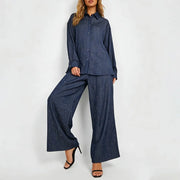 Collared Shirt and Pants Set