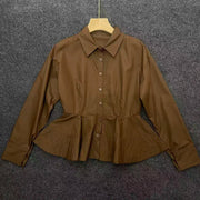 Button-Front Peplum Shirt