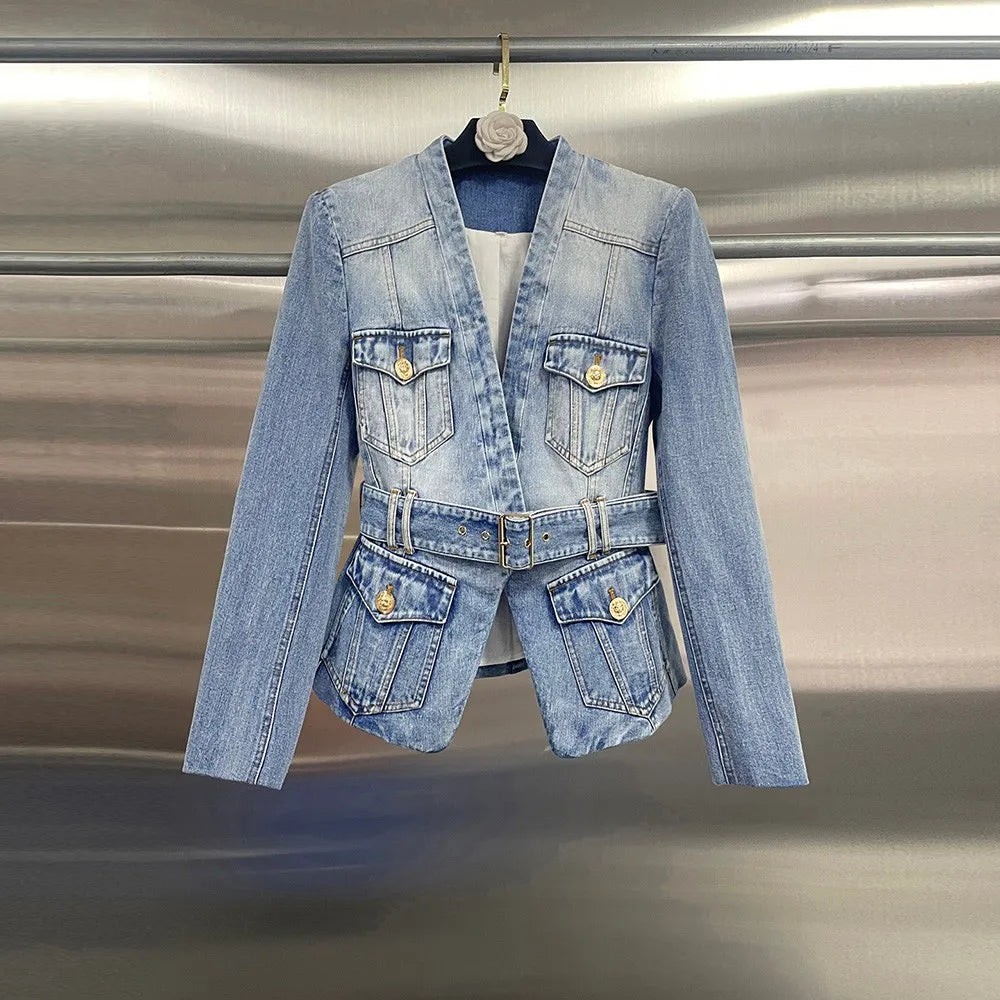 V-Neck Pocket Jacket