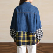 Mixed-Check Paneled Jacket