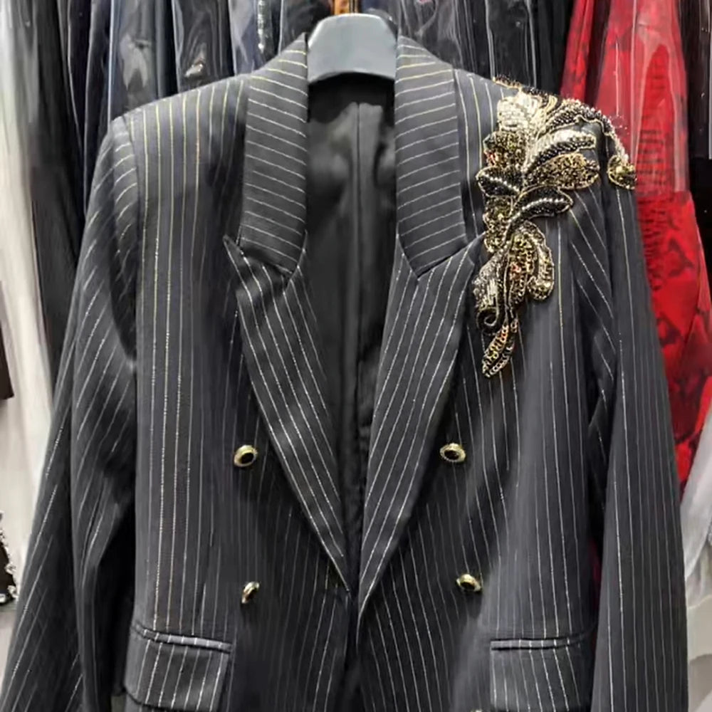 Embellished Pinstripe Blazer