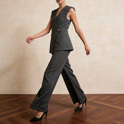 Pinstriped Vest and Cropped Pants Set