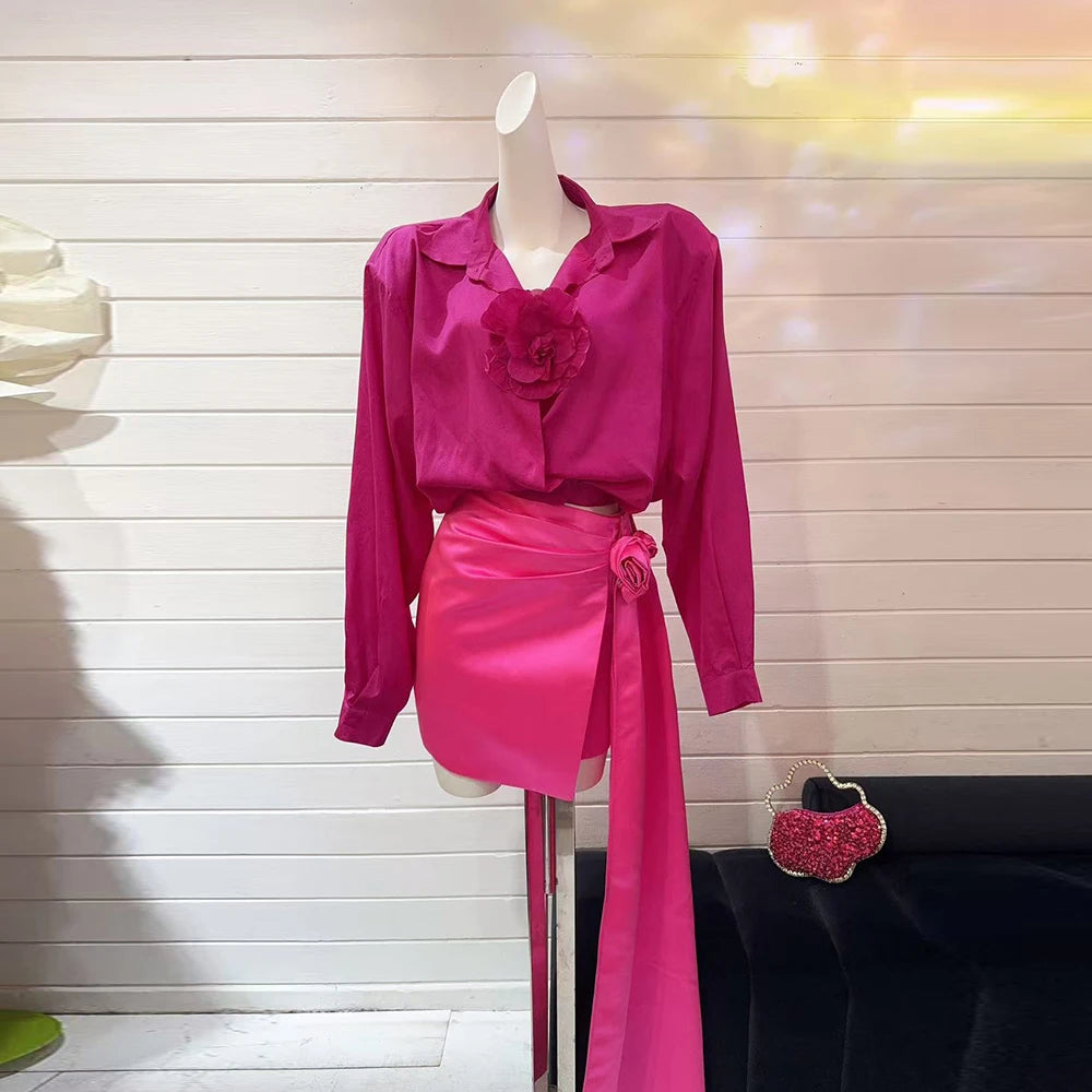 Rosette Draped Mini Skirt