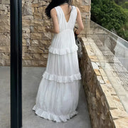 V-Neck Tiered Sleeveless Dress