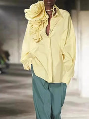 Oversized Floral Applique Shirt