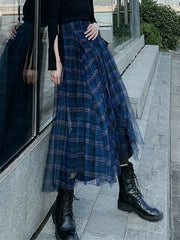 Plaid Layered A-Line Skirt