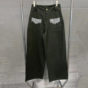 Lace-Trim Wide-Leg Pants