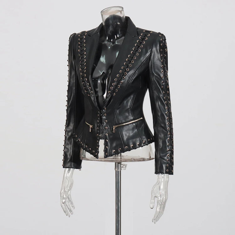 Eyelet-Trim Fitted Jacket