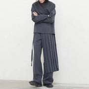 Top and Pleated-Overlay Pants Set