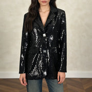 Sequin Single-Button Blazer