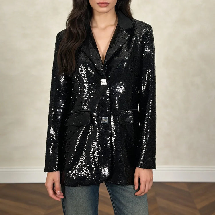 Sequin Single-Button Blazer