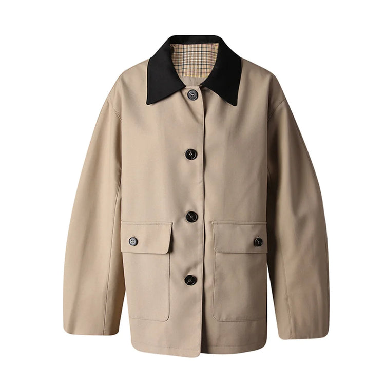 Contrast-Collar Patch-Pocket Jacket