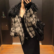 Plaid Zip-Front Jacket