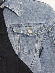 Colorblock Cropped Button-Front Jacket